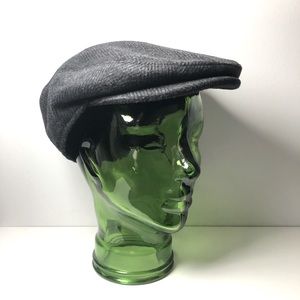 JAXON HERRINGBONE FLAT CAP X-LARGE CHARCOAL